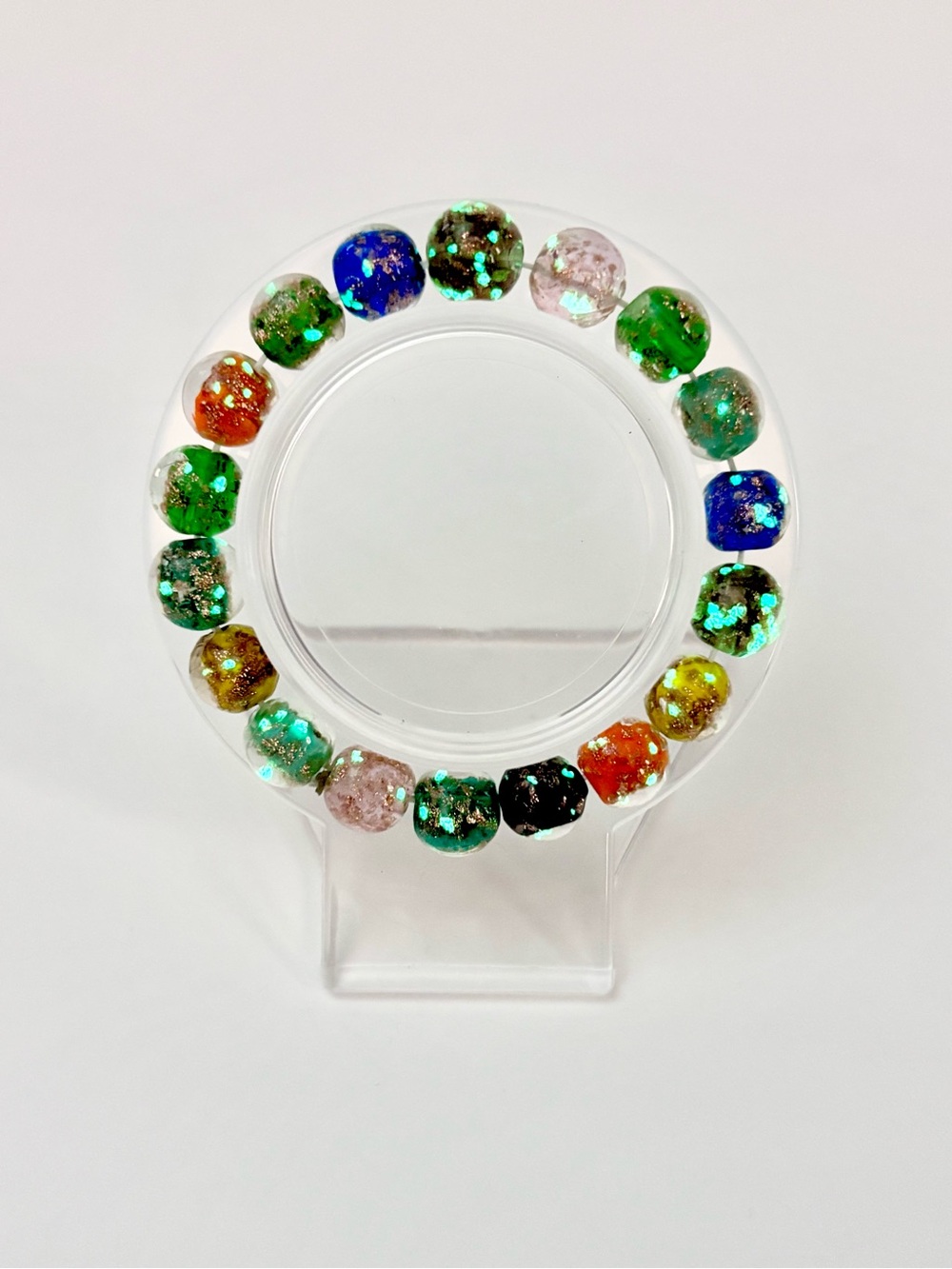 Hand Crafted Multicolor Sparkle Glass Bead Bracelet